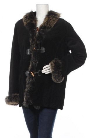 Palton din piele pentru damă, Mărime XL, Culoare Negru, Velur natural, blană naturală, Preț 656,53 Lei