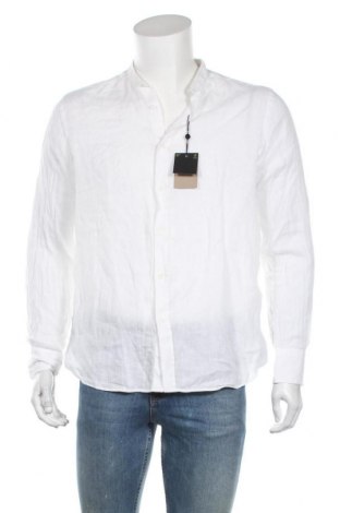 Мъжка риза Massimo Dutti, Размер M, Цвят Бял, Лен, Цена 42,57 лв.