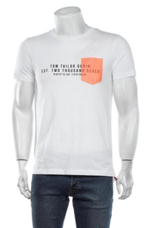 Tricou de bărbați Tom Tailor, Mărime M, Culoare Alb, Bumbac, Preț 77,37 Lei