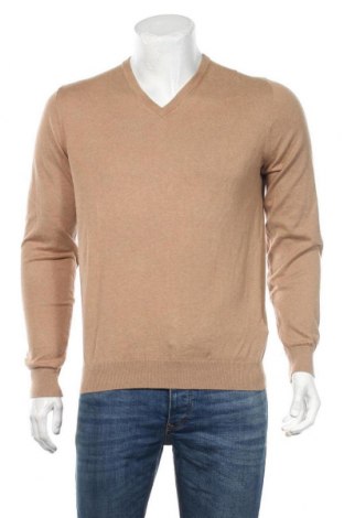 Мъжки пуловер Massimo Dutti, Размер M, Цвят Кафяв, 70% памук, 25% коприна, 5% кашмир, Цена 103,35 лв.