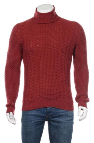 Мъжки пуловер Massimo Dutti, Размер M, Цвят Червен, 76% вълна, 17% полиамид, 7% други нишки, Цена 67,60 лв.