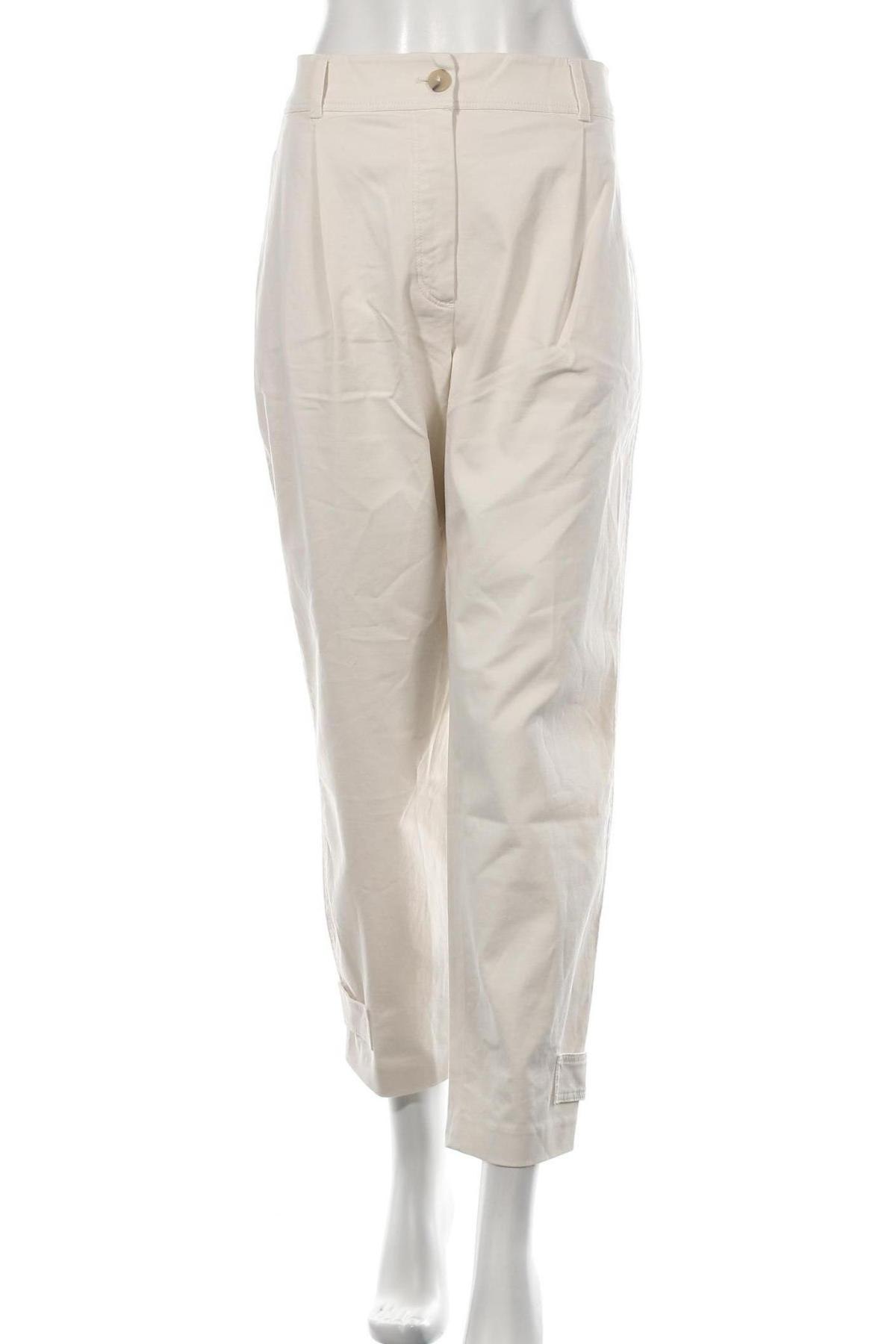 Дамски панталон Massimo Dutti, Размер M, Цвят Екрю, 97% памук, 3% еластан, Цена 111,75 лв.