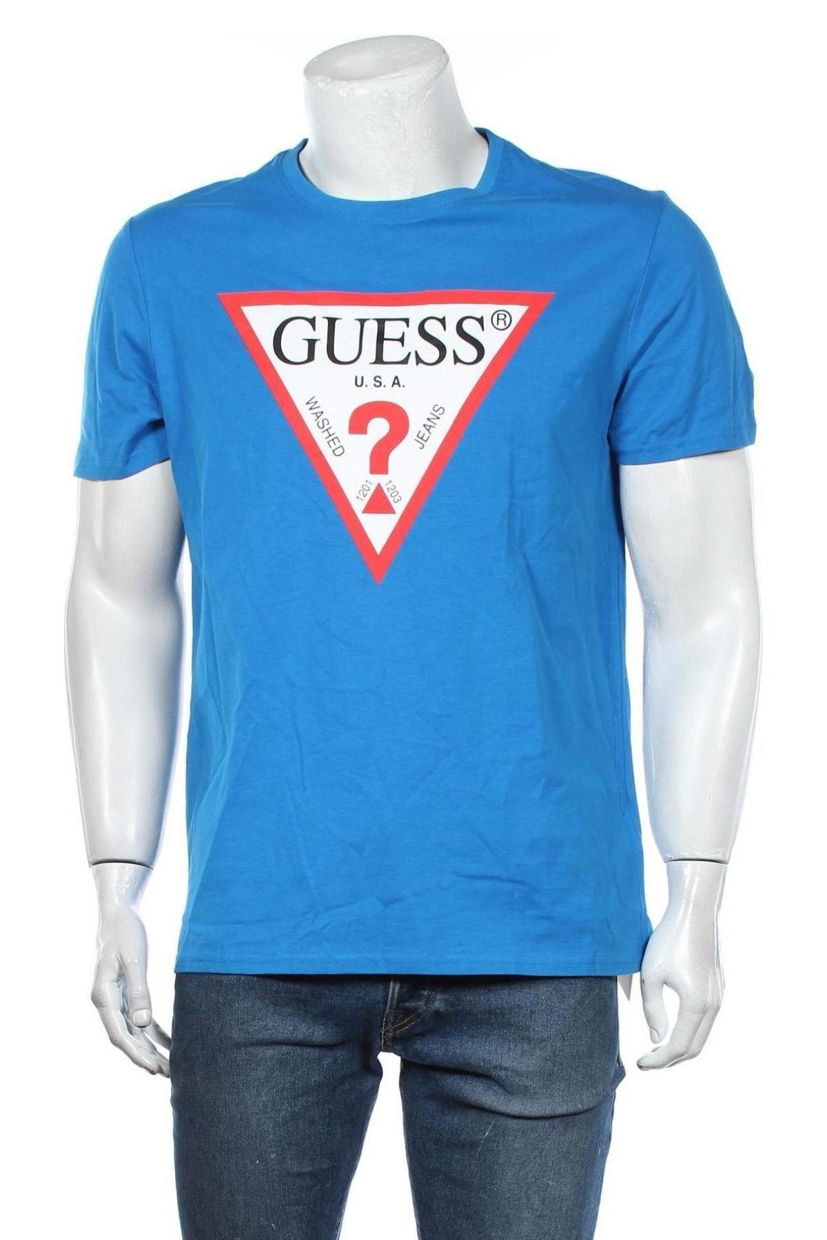 Мъжка тениска Guess, Размер XL, Цвят Син, Памук, Цена 59,25 лв.