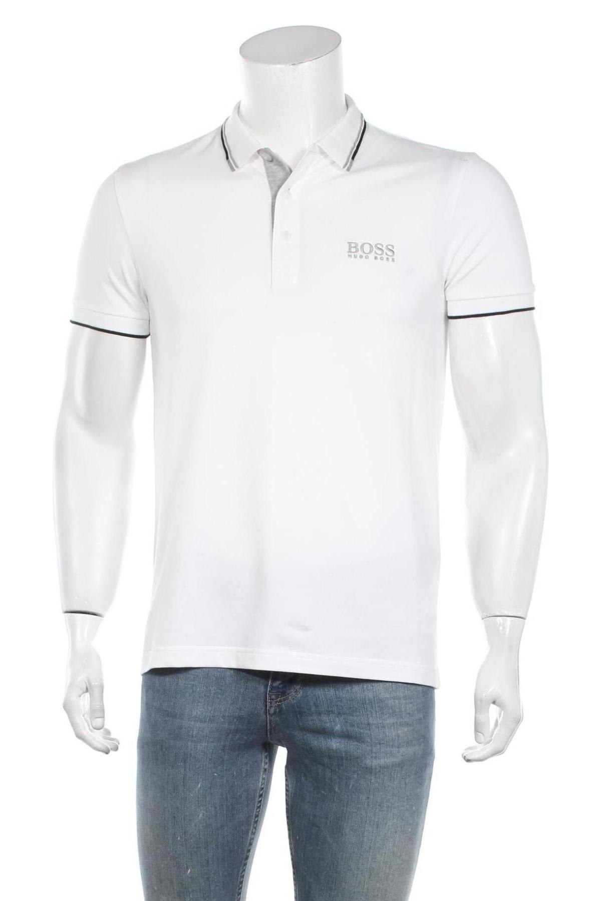 Мъжка тениска Hugo Boss, Размер S, Цвят Бял, 56% памук, 39% полиестер, 5% еластан, Цена 119,25 лв.