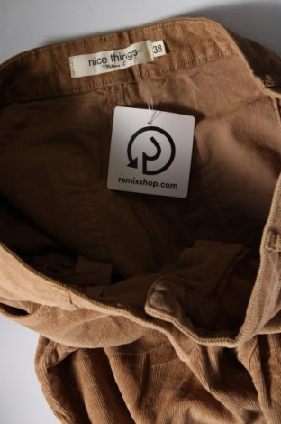 Pantaloni de velvet de femei Nice Things Paloma S., Mărime M, Culoare Bej, Preț 12,89 Lei