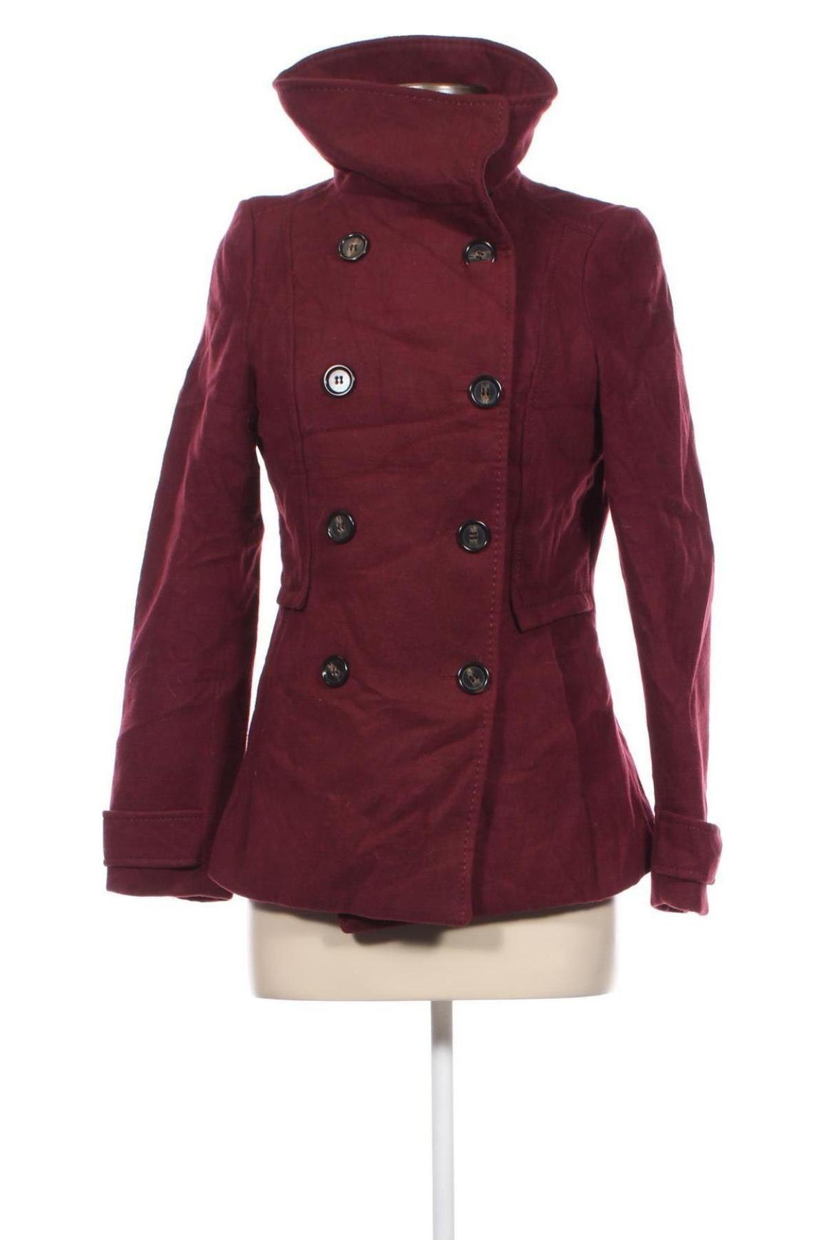 Дамско палто H&M, Размер S, Цвят Червен, Цена 37,45 лв.