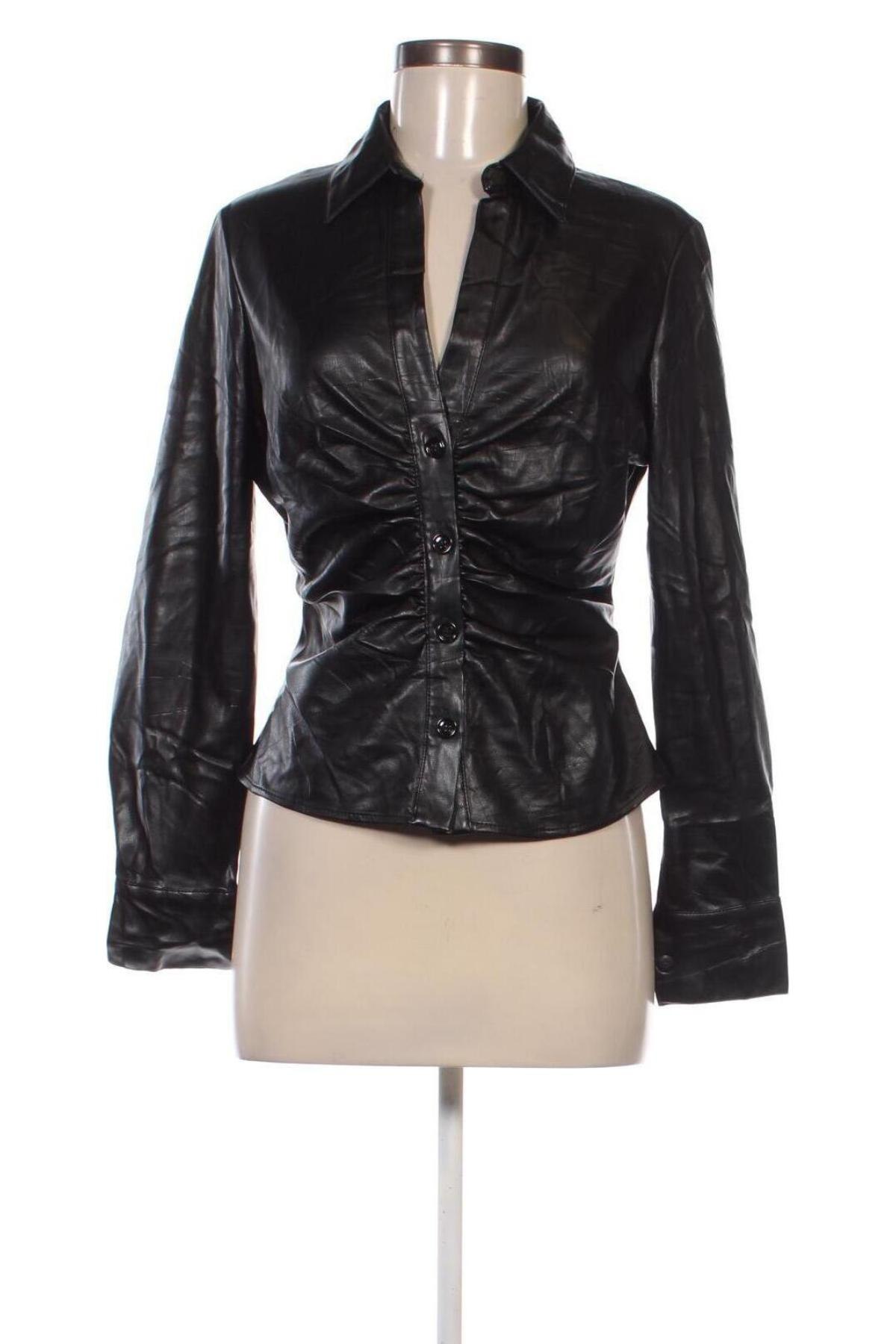 Damen Lederhemd Zara, Größe M, Farbe Schwarz, Preis € 18,99