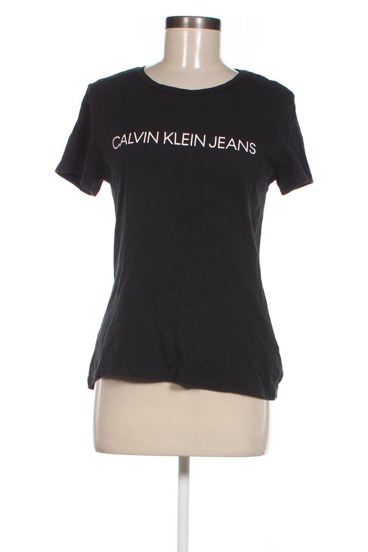 Damen T-Shirt Calvin Klein Jeans, Größe M, Farbe Schwarz, Preis 21,99 €