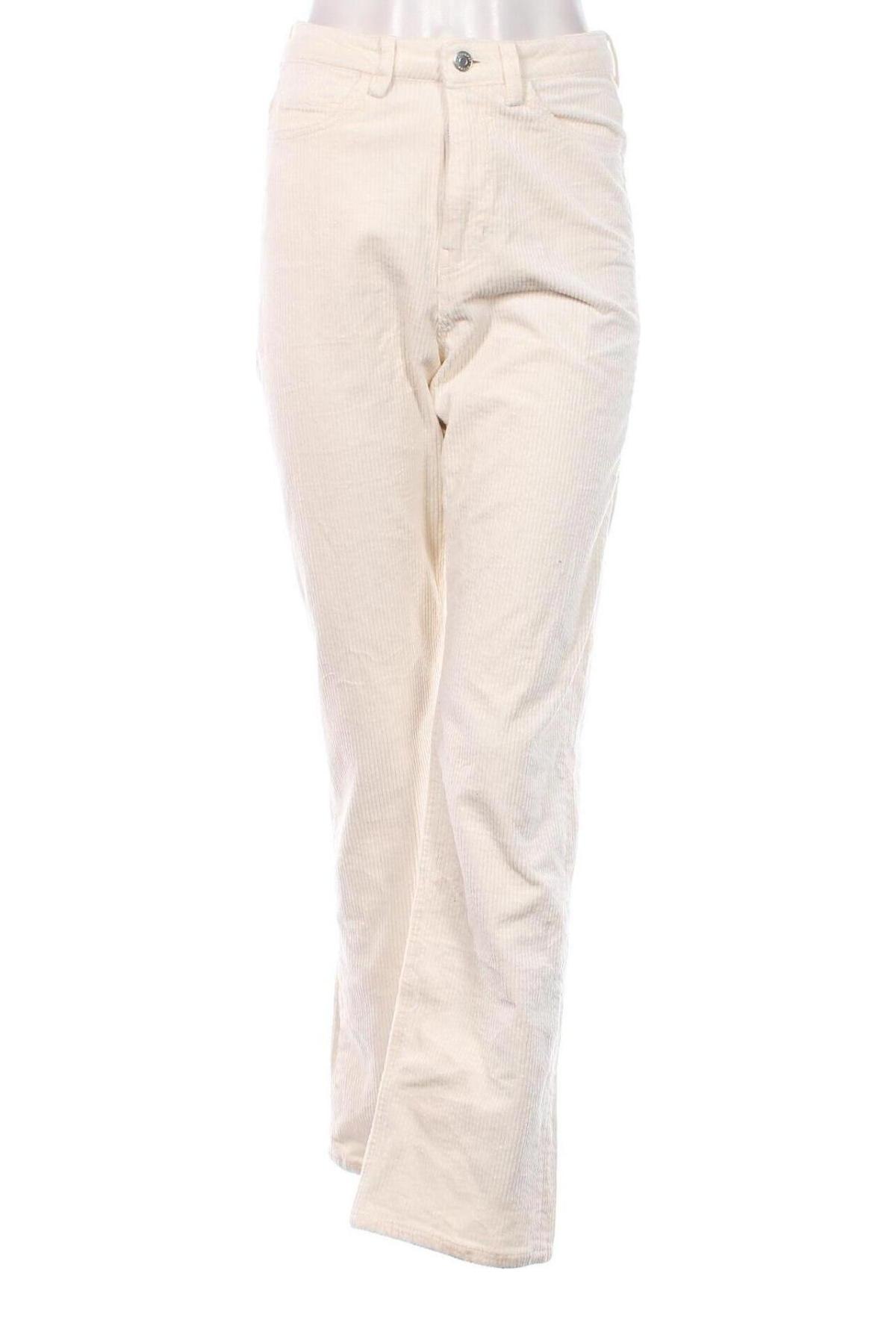 Pantaloni de velvet de femei Weekday, Mărime S, Culoare Alb, Preț 54,99 Lei