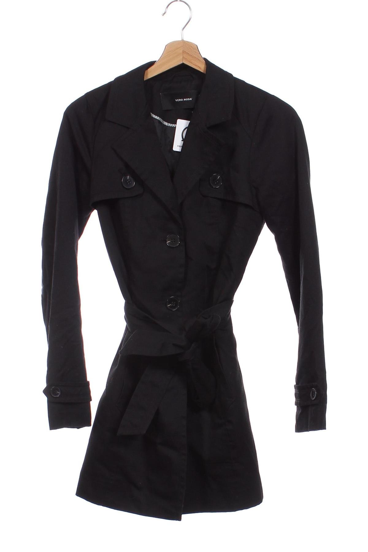 Damen Trench Coat Vero Moda, Größe XS, Farbe Schwarz, Preis € 33,99