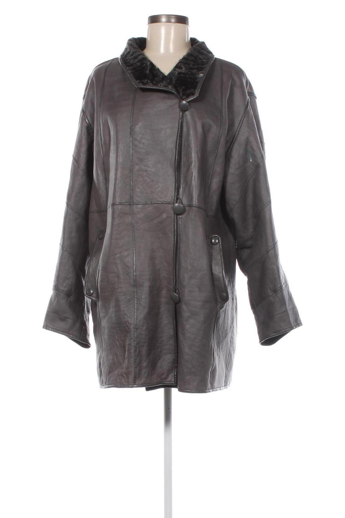 Damen Ledermantel, Größe XL, Farbe Grau, Preis € 97,99