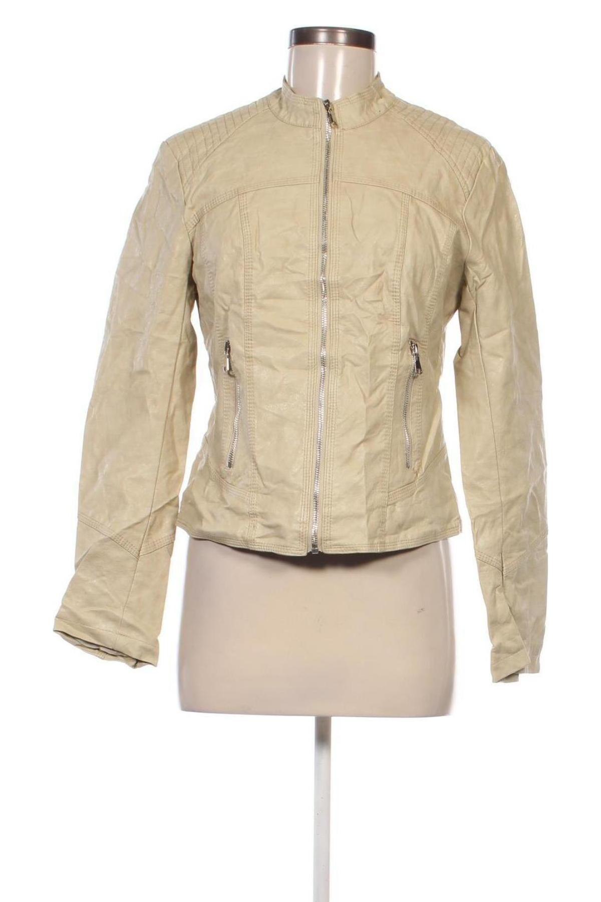 Damen Lederjacke, Größe M, Farbe Beige, Preis 22,99 €