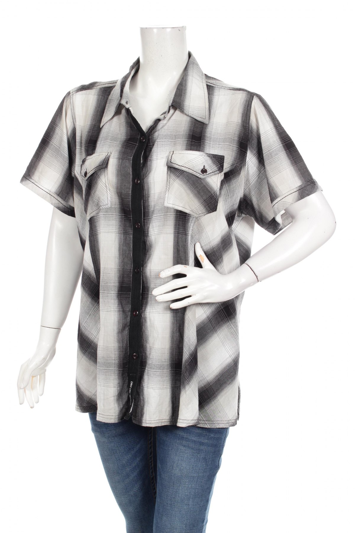 Γυναικείο πουκάμισο Dny, Μέγεθος L, Χρώμα Γκρί, Τιμή 9,90 €