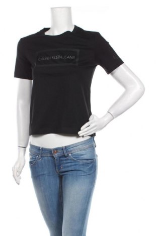 Damen T-Shirt Calvin Klein Jeans, Größe S, Farbe Schwarz, Baumwolle, Preis 34,61 €