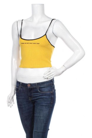 Γυναικείο αμάνικο μπλουζάκι Bershka, Μέγεθος M, Χρώμα Κίτρινο, 95% βισκόζη, 5% ελαστάνη, Τιμή 9,42 €