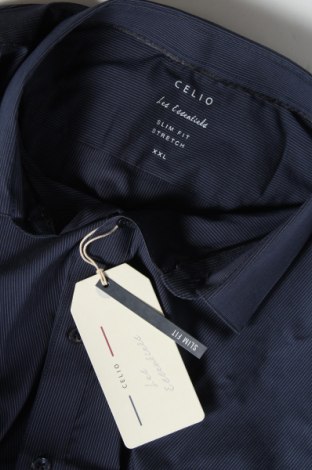 Мъжка риза Celio, Размер XXL, Цвят Син, 68% памук, 28% полиамид, 4% еластан, Цена 44,25 лв.