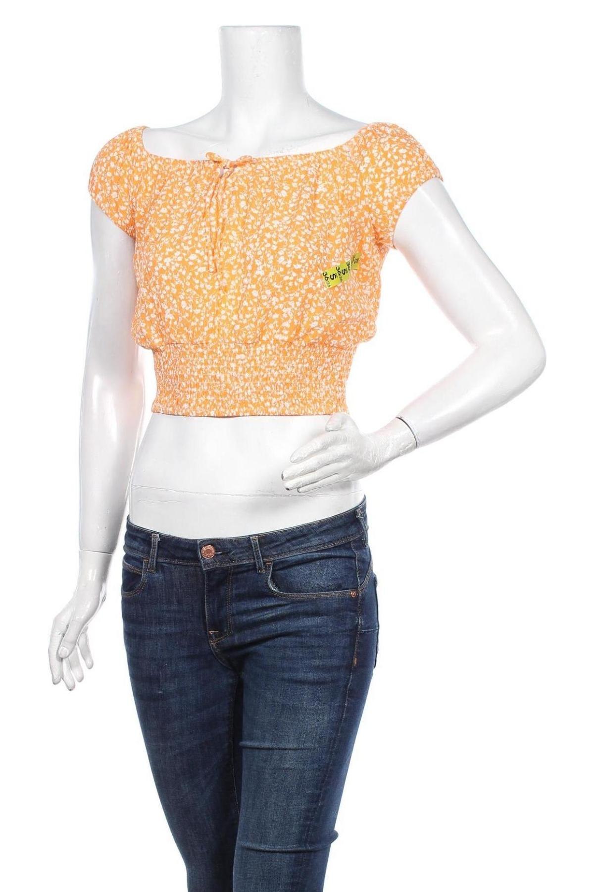 Дамска блуза Bershka, Размер S, Цвят Оранжев, Цена 10,14 лв.