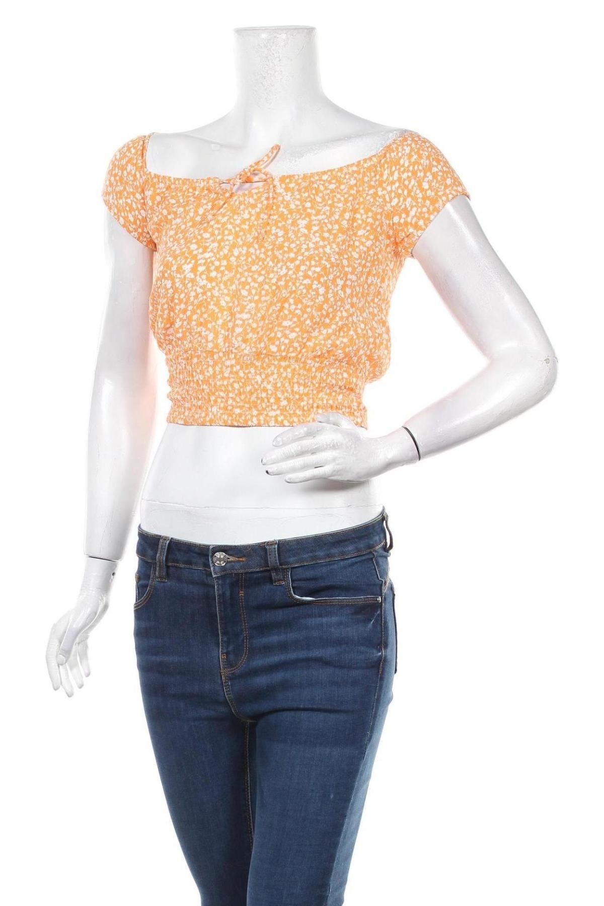 Дамска блуза Bershka, Размер XS, Цвят Оранжев, Цена 15,60 лв.