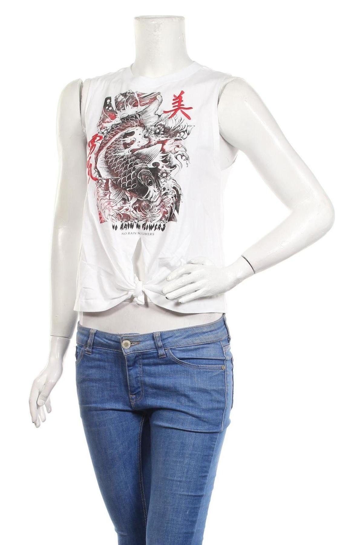 Γυναικείο αμάνικο μπλουζάκι Bershka, Μέγεθος S, Χρώμα Λευκό, Τιμή 14,95 €