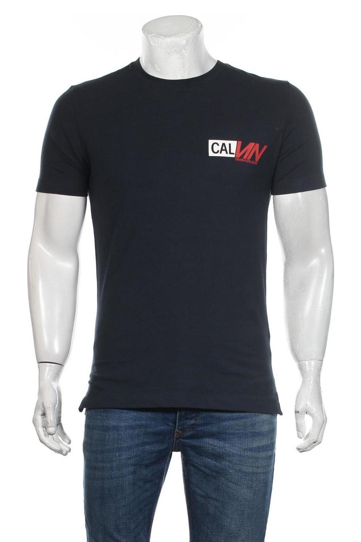 Męski T-shirt Calvin Klein Jeans, Rozmiar M, Kolor Czarny, 94% bawełna, 6% elastyna, Cena 222,50 zł