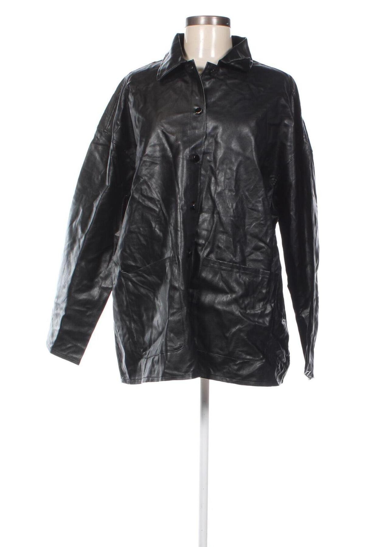 Γυναικείο δερμάτινο πουκάμισο SHEIN, Μέγεθος M, Χρώμα Μαύρο, Τιμή 6,96 €