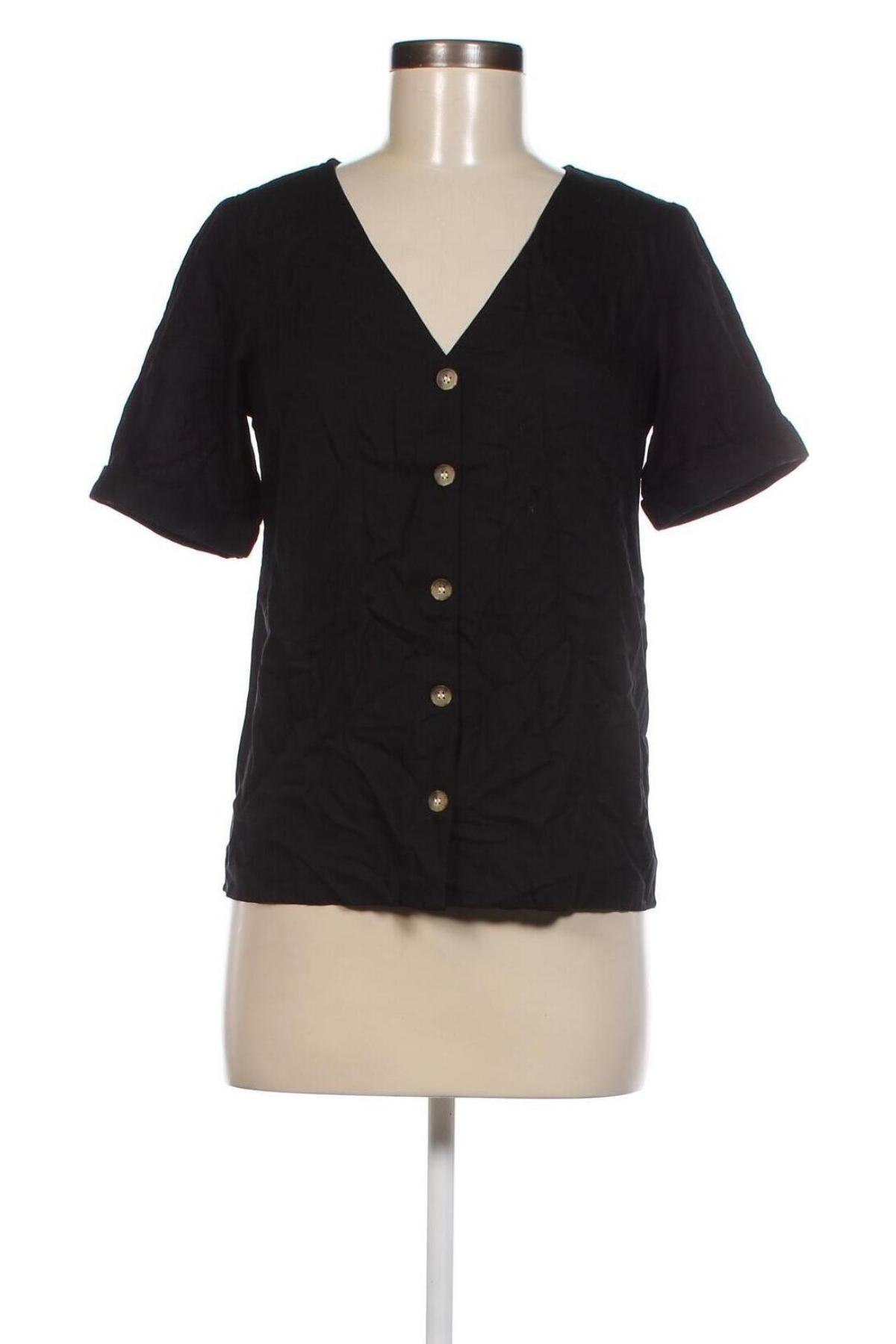 Γυναικείο πουκάμισο Pieces, Μέγεθος XS, Χρώμα Μαύρο, Τιμή 8,25 €