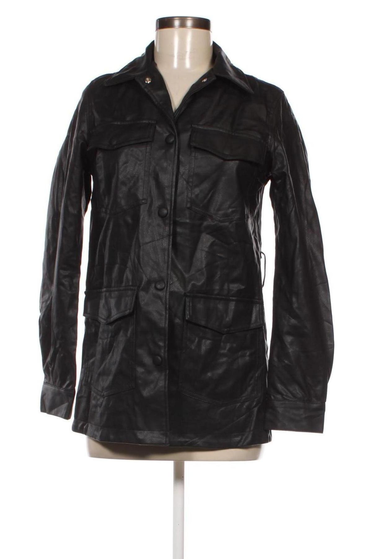 Дамско кожено яке H&M Divided, Размер XS, Цвят Черен, Цена 5,39 лв.
