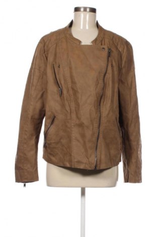 Γυναικείο δερμάτινο μπουφάν ONLY Carmakoma, Μέγεθος 3XL, Χρώμα Καφέ, Τιμή 23,99 €