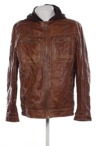 Ανδρικό δερμάτινο μπουφάν Angelo Litrico, Μέγεθος XL, Χρώμα Πορτοκαλί, Τιμή 58,99 €