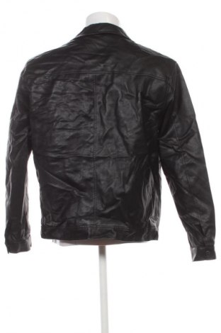 Мъжко кожено яке Pull&Bear, Размер XL, Цвят Черен, Цена 44,99 лв.